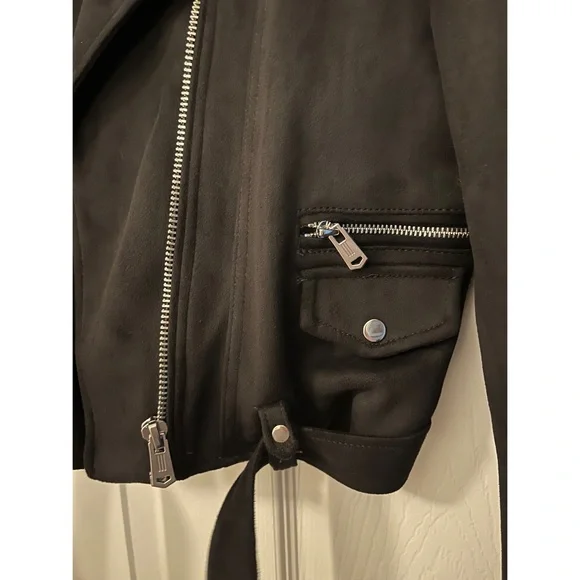 🖤ZARA brand Motorcycle Faux Suede Black with Silver Detail Jacket Size XL🖤 - Picture 7 of 12